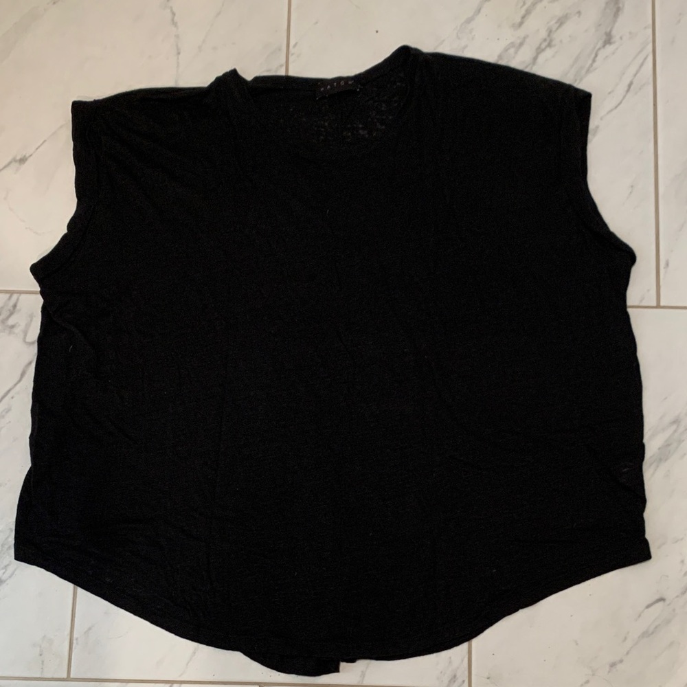 Hatch Classic Black Short Sleeve Linen Tee sz1